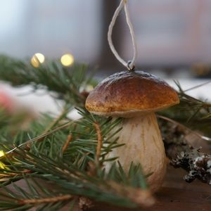 Handcrafted Paper Mache Porcini mushroom decor toy, Eco mushroom home accessory